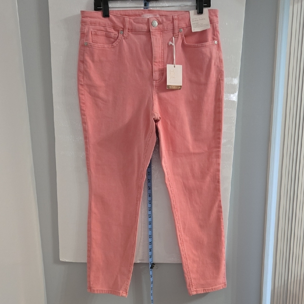 NWT LC Lauren Conrad Pink High Rise Skinny Ankle Jeans Size 14